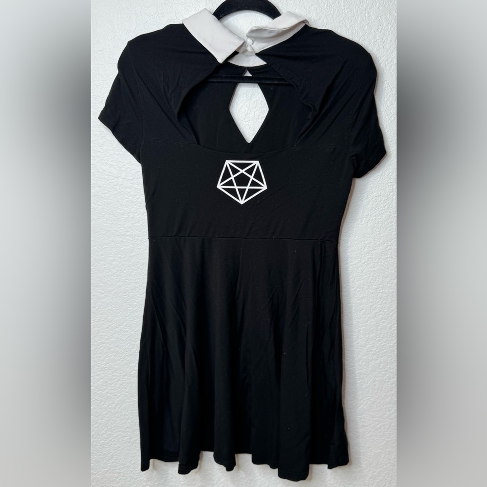 Killstar Black and White Asymmetrical Dress